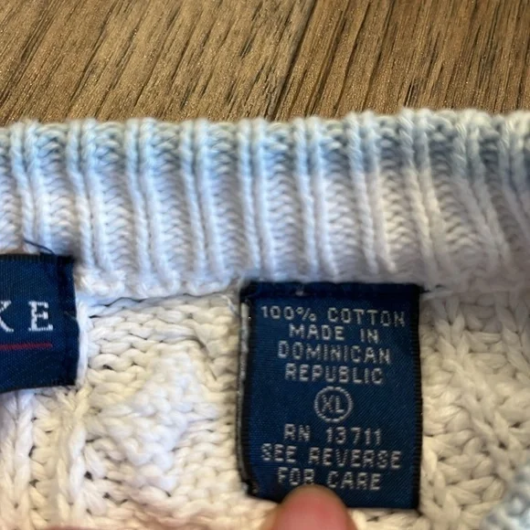 CLAYBROOKE 3D print vintage 90s cable knit cotton knit sweater, size XL - Picture 3 of 6